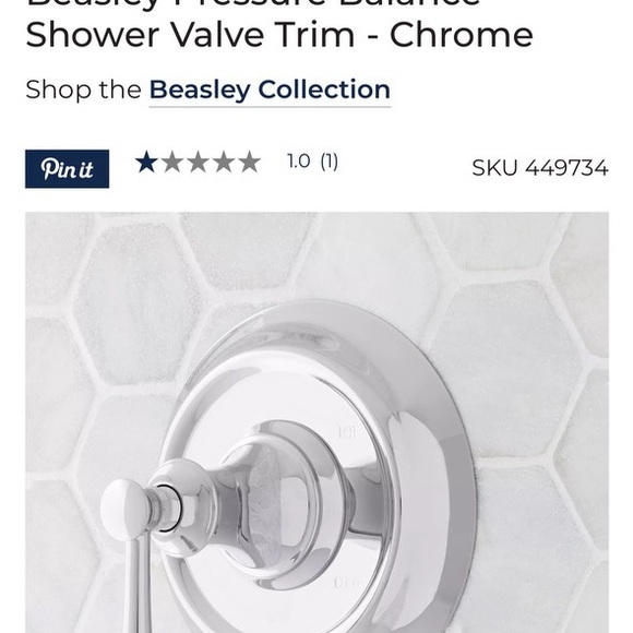 Signature Hardware Beasley Shower Pressure Valve in Chrome - Picture 4 of 6